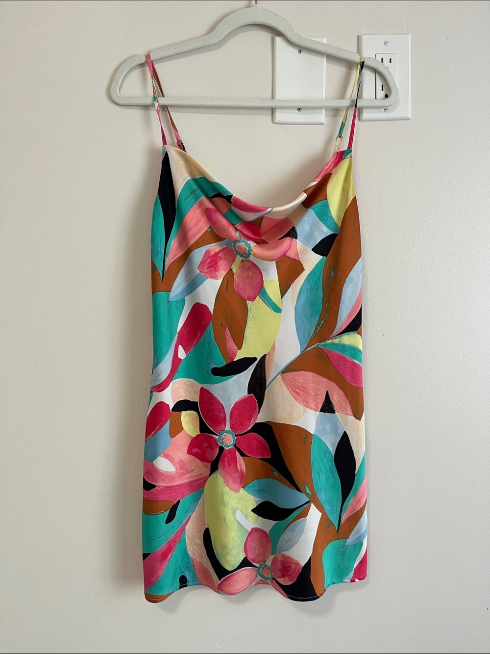 Forever 21 Multicolor Floral Slip Dress with Cowl Neck